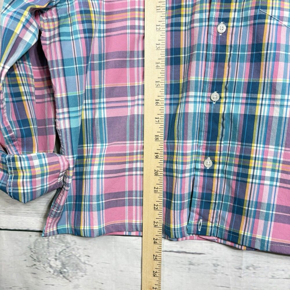 Crown & Ivy Upcycled Re-worked  Ruffle Collar Small Medium Pastel Plaids Pink - Picture 6 of 10